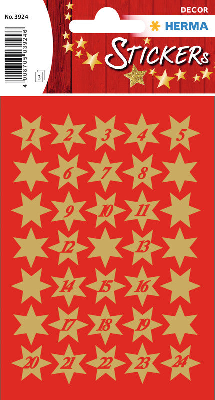 HERMA Schmucketiketten, Dekor Weihnachten – 84 × 120 mm – Gold – 3 Blatt