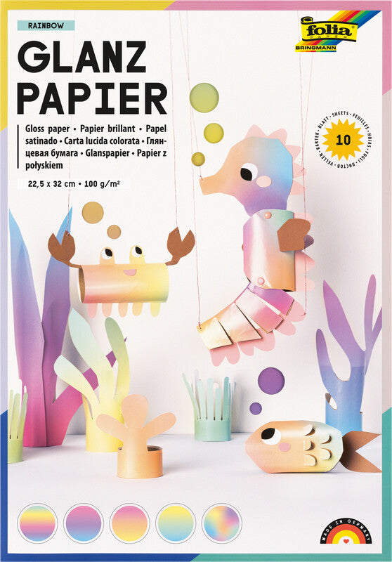 Folia Regenbogenpapiere – 10 Blatt – mehrfarbig – 225 × 320 mm