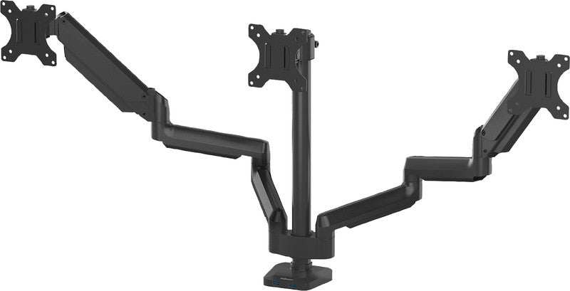 Fellowes Platinum – Monitorhalterung, 3 Monitore, Tischklemme, bis 27", VESA 75 × 75/100 × 100 mm, Schwarz