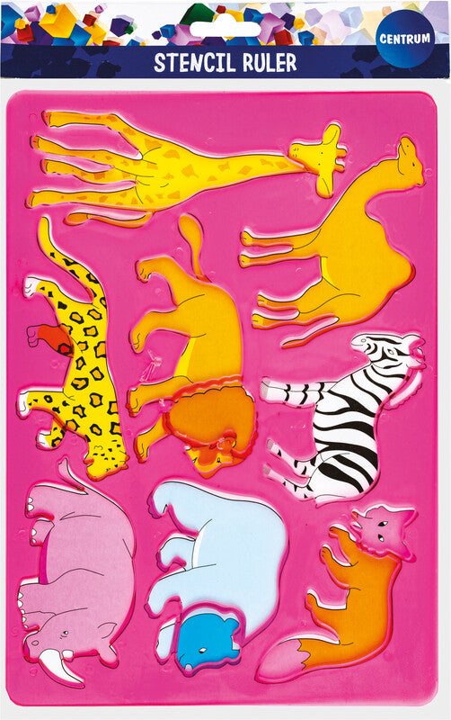 Centrum Malschablonen-Set, Tiere, 26,5 × 18,5 cm, Kunststoff, Farben sortiert