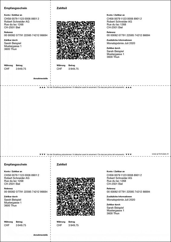 Dataform Formular – QR-Rechnung, 500 Blatt, A4