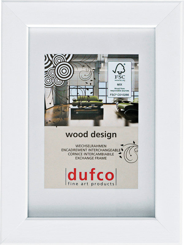 Dufco Wechselrahmen Toronto, Kiefer, Weiss, 10,5 × 15 cm und 13,5 × 18 cm, mit Aufsteller – FSC, eco:plus