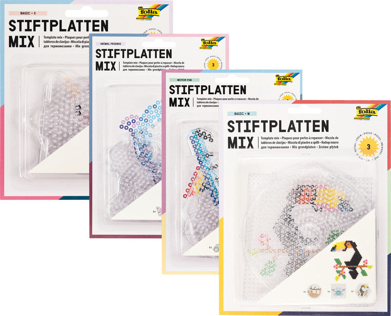 Folia Bügelperlen Stifteplatten – 3 Stück – transparent