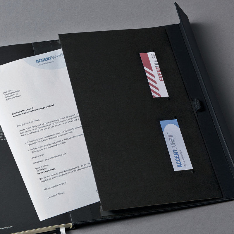 Sigel Notizbuch A4, kariert, Fadenheftung, 194 Seiten, 80 g/m² – schwarz