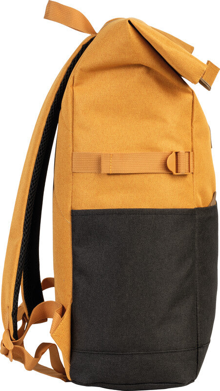 Bestway Notebook-Rucksack Campus Style Roll-Top – Polyester – Ocker/Schwarz, 260 × 500/600 × 160 mm