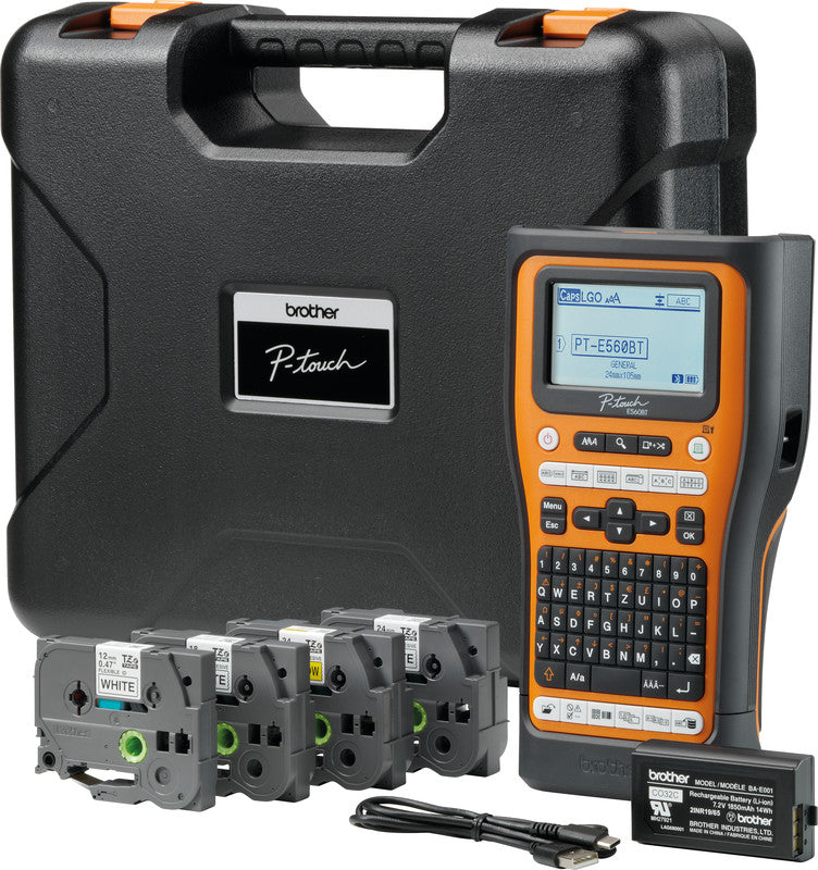 Brother E560BTSP – Beschriftungsgerät für TZe-Bänder 3,5–24 mm, USB, Bluetooth, Auto-Cutter