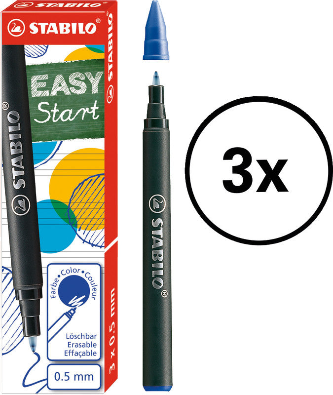 STABILO Tintenrollerpatronen EASYoriginal Start – Blau, 0,5 mm, 3 Stk.