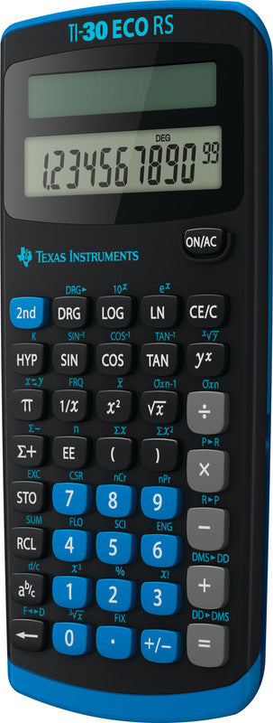 Texas Instruments Taschenrechner TI-30 ECO RS – 10+2-stellig, LCD, Prozent/Bruch, Solar, 79×153×18 mm