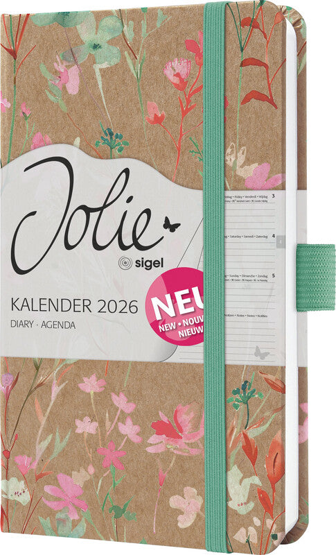Sigel JOLIE Pure Agenda – 1 Woche/2 Seiten, gebunden, A6, 2026, Green Floral Serenity, FSC