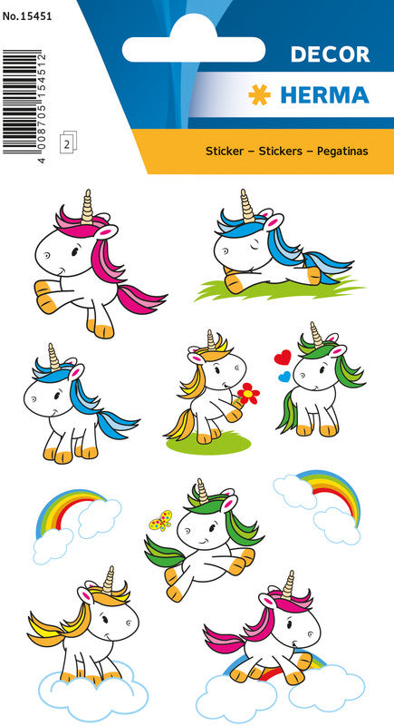 HERMA Schmucketiketten – Motiv Baby Einhorn – Papier, Glitter, 20 Stk, 2 Bogen