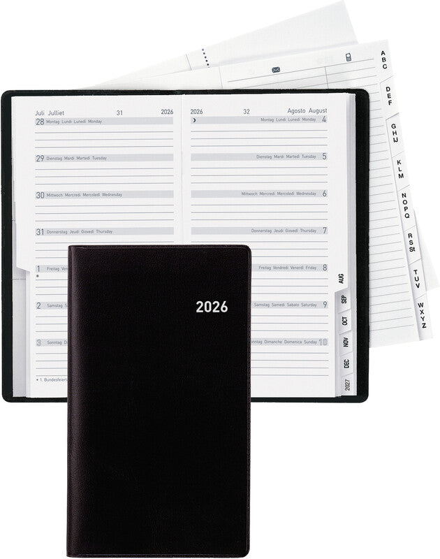 Biella Planer Bern Agenda – 1 Woche/1 Seite, geheftet, 8,7 × 15,3 cm, 2026, mehrsprachig, PEFC