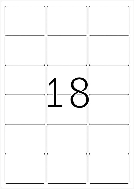 HERMA Drucketiketten, 63,5 mm × 46,6 mm, weiss, Papier, ablösbar, 1800 Etiketten (100 Blatt)