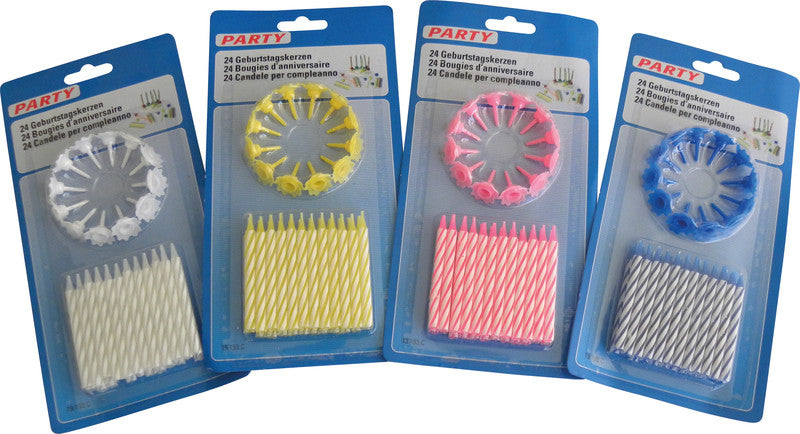 Party Geburtstagskerzen, sortiert, Ø 6 mm × 70 mm, 24 Stück