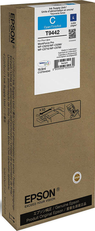 Epson Tintenpatrone T9442, cyan, 3'000 Seiten – für Tintenstrahldrucker/Multifunktionsgeräte