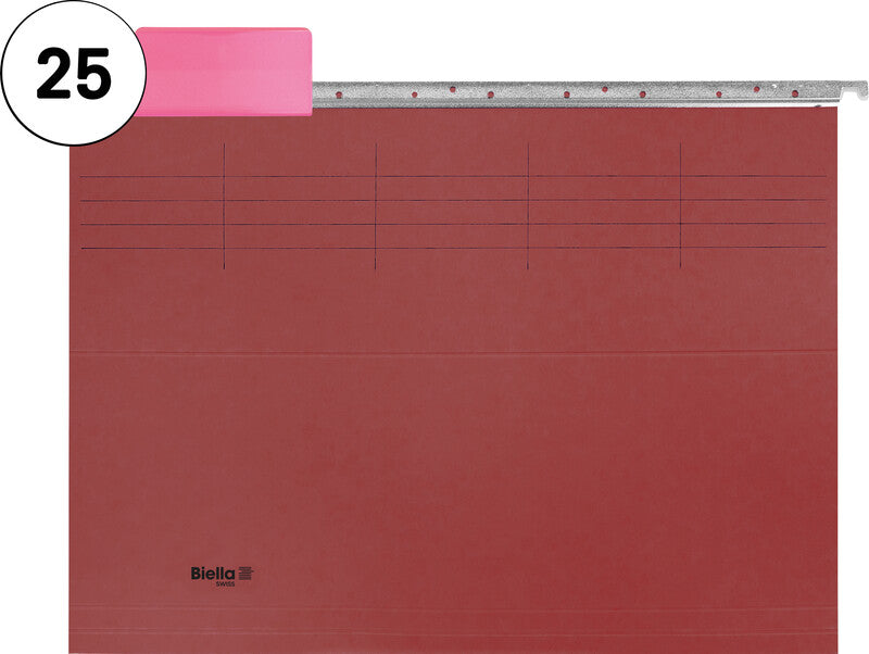 Biella Hängeordner für A4 – Karton, Rot, 320 × 250 mm, mit Vordruck