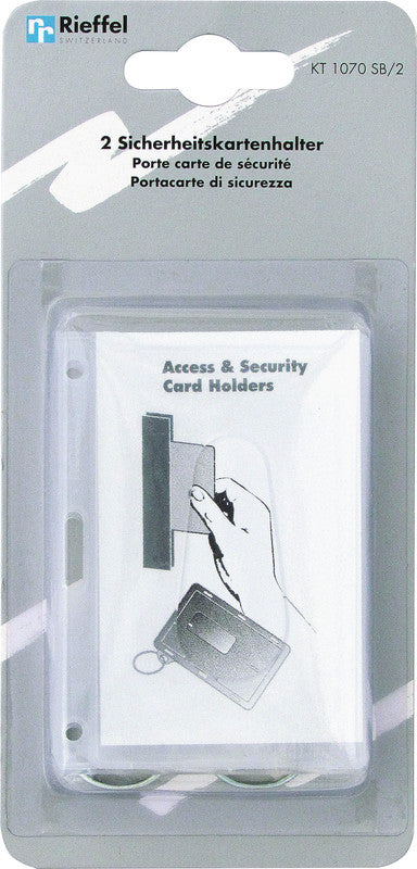 Rieffel Hartbox – für Betriebsausweise – 90 × 65 mm, Kunststoff, transparent, mit Schlüsselring – 2 Stück