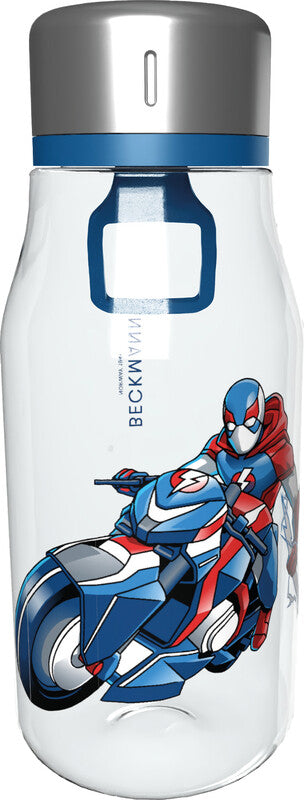 Beckmann Trinkflasche – 4 dl – Kunststoff (Tritan), Schraubverschluss, auslaufsicher – Blue Lightning