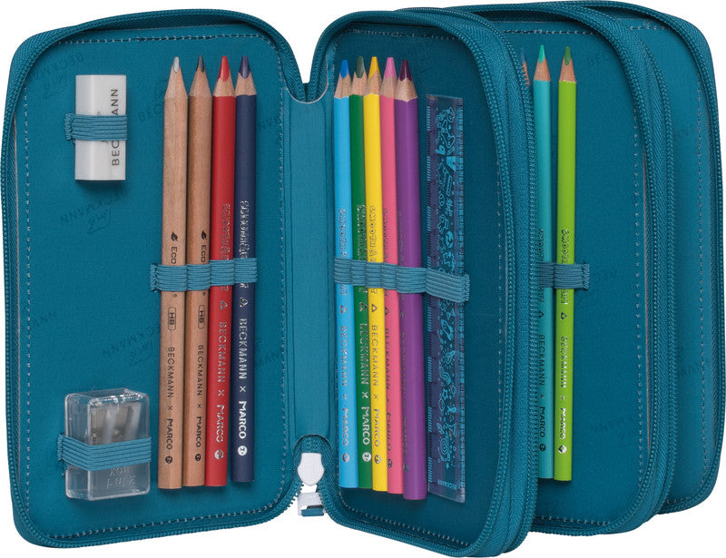 Beckmann Classic 1st Etui Triple, gefüllt, 27-teilig – Jungle Game – Kunststoff – 13 × 20,5 × 7 cm