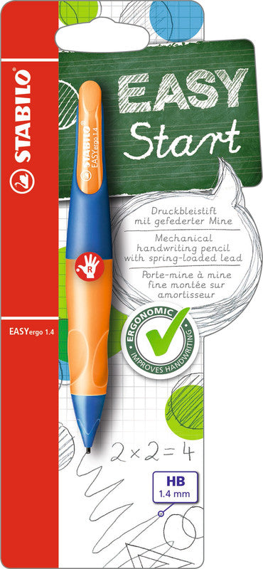 Stabilo EASYergo Start Druckbleistift – 1,4 mm, für Rechtshänder, Ultramarinblau, Neonorange
