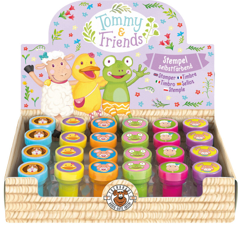Trendhaus Motivstempel – Tommy & Friends, selbstfärbend, 6 Motive, Ø 25 mm, sortiert