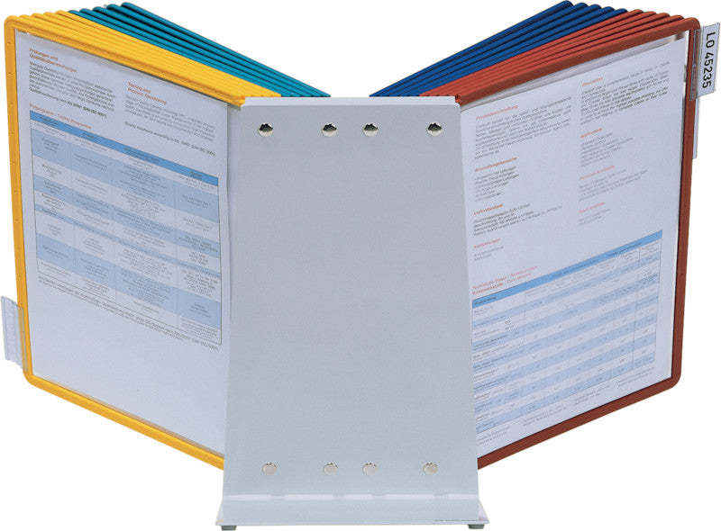 Durable Sichttafelsystem Tischständer – 270 × 395 mm, grau, Metall/Kunststoff, Reiter inkl., scannertauglich