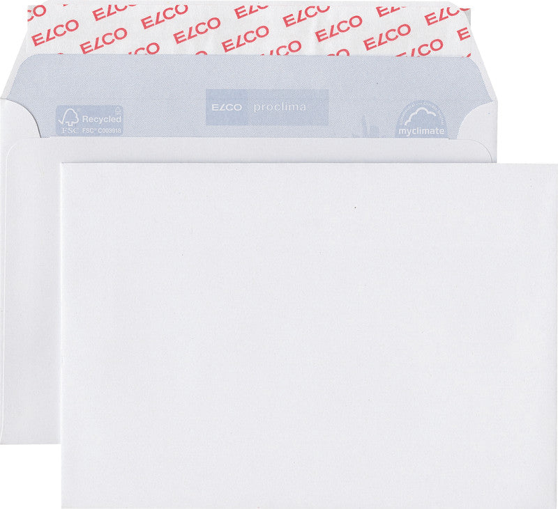 Elco Couvert C6 (162 × 114 mm), Haftklebend (Optifix), Weiss, 100 g/m², Papier, Gerade Klappe – 50 Stk.