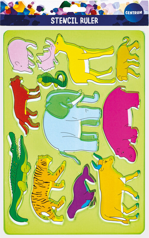 Centrum Malschablonen-Set, Tiere, 26,5 × 18,5 cm, Kunststoff, Farben sortiert