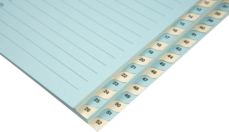Biella Register – A4, Karton, farbig, vorgedruckt, 11-fach Lochung, mit Indexblatt