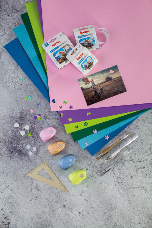 Hama Motivstanzer – 6 Motive sortiert (Herz, Stern, Blume, Schmetterling), Ø 16 mm, sortiert