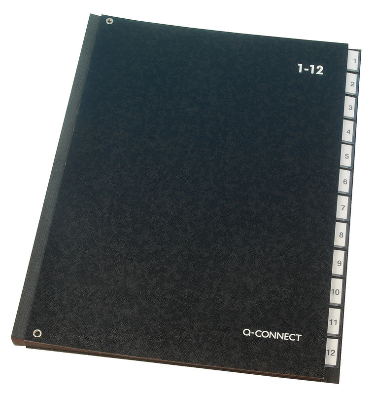 Q-connect Sammelmappe für A4, Karton, schwarz, mit Leinwandrücken