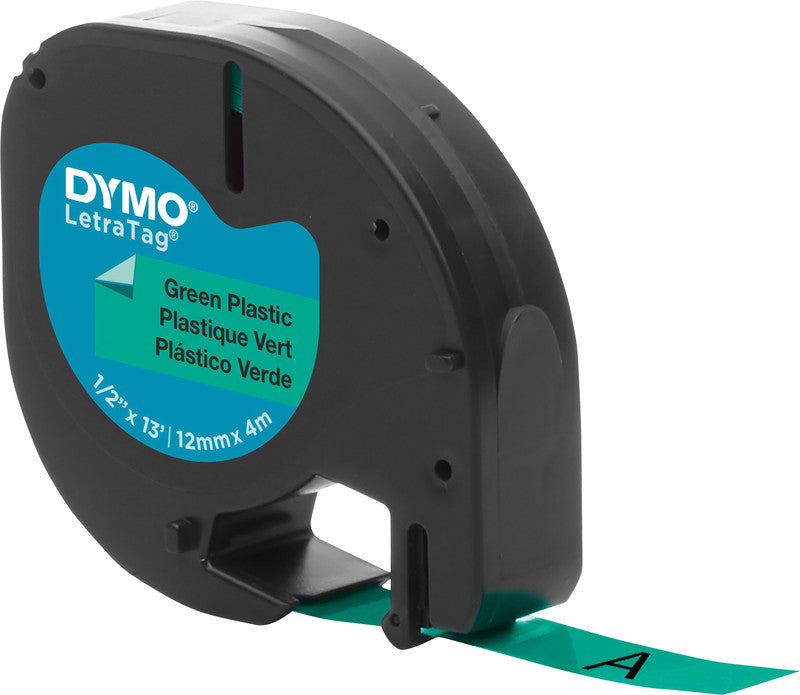 DYMO Schriftband – 12 mm × 4 m, grün, schwarz