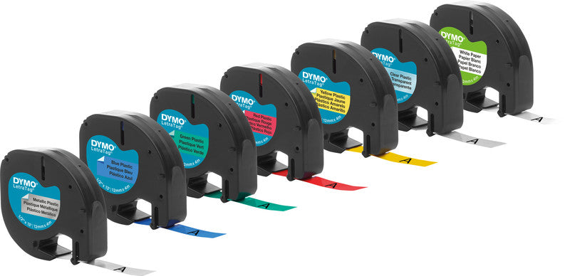 DYMO Schriftband – 12 mm × 4 m, gelb, schwarz, LetraTag