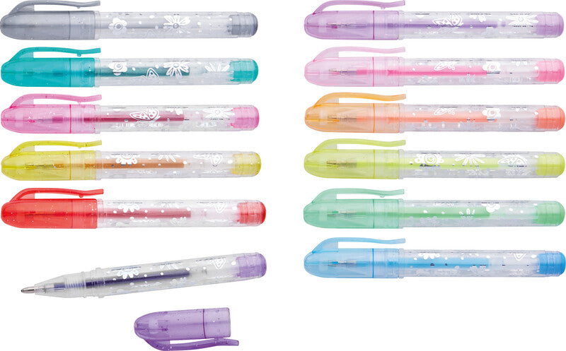 Trendhaus Gelschreiber 6er Set – 6 Farben, 1 mm, für dunkles Papier, Kappe