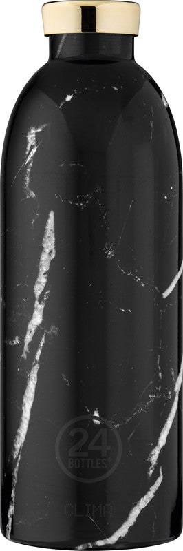 24Bottles Trinkflasche Clima – 8,5 dl – Edelstahl, isoliert, Schraubverschluss – Schwarz Marmor