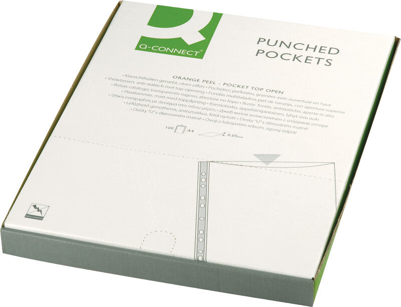 Q-CONNECT Sichtmappe A4 – transparent, Kunststoff, genarbt, blendfrei, 50 µm, 100er-Pack
