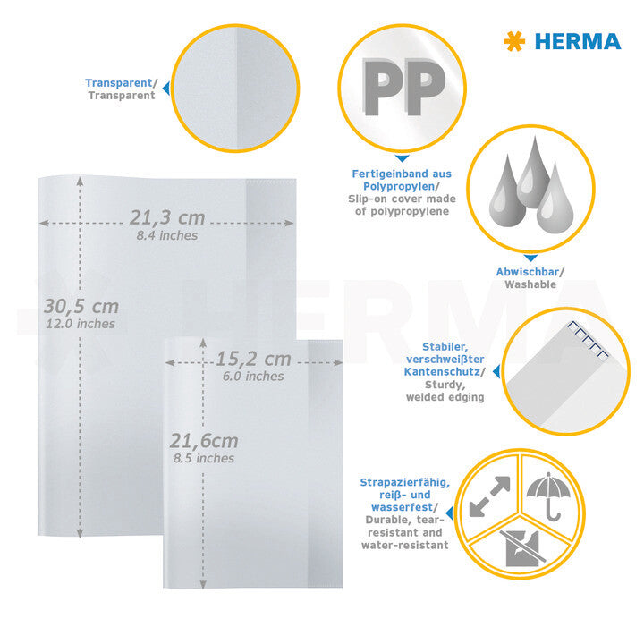 HERMA Heftschoner – Kunststoff, mit Beschriftungsfeld, transparent, 428×306 mm