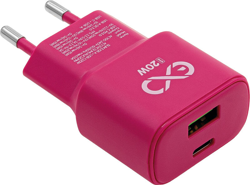 EXC SLIM Ladegerät – 20 W, 1× USB-C + 1× USB-A