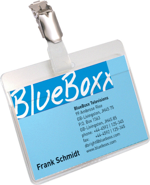Durable Namensschild – 90 × 60 mm, transparent, Kunststoff, Clip oben offen – 25 Stk