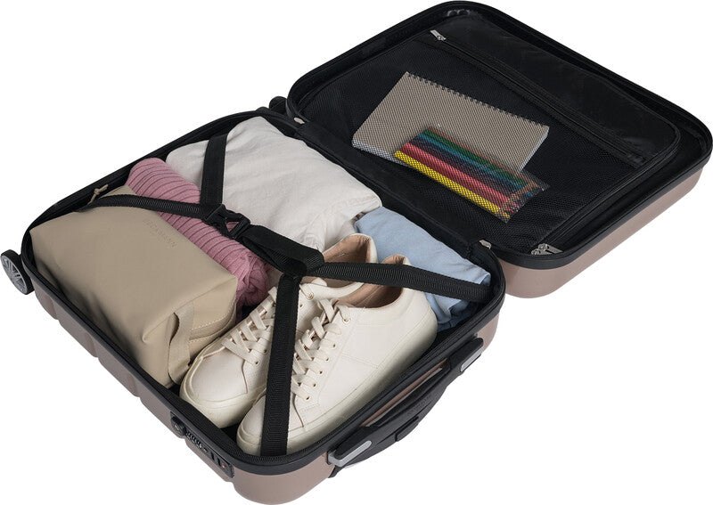 Beckmann Trolley Infinity – Hartschale PC/ABS, 4 Doppelrollen, mit TSA, champagner, 39 × 55 × 21 cm