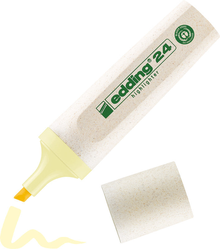 Edding EcoLine Textmarker Pastellgelb – Keilspitze, 2–5 mm, nachfüllbar, Blauer Engel