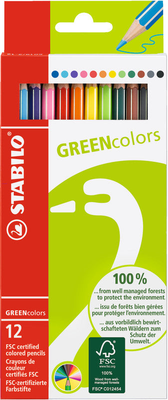 STABILO Buntstifte GREENcolors – 12 Farben, Ø 3 mm, FSC