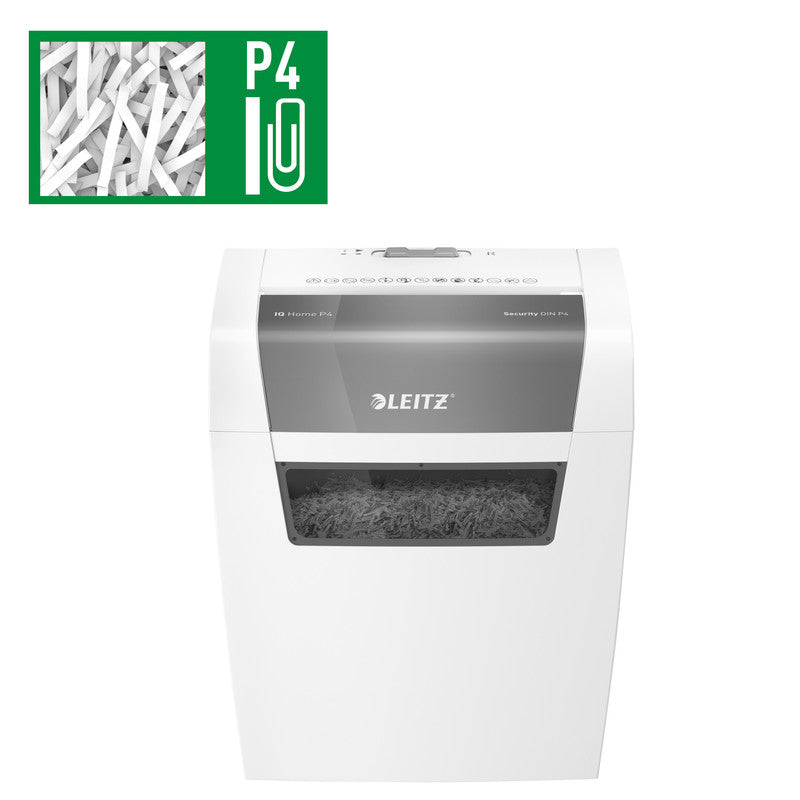 Leitz IQ Home – Aktenvernichter, DIN P-4, Partikelschnitt 4 × 28 mm, 6 Blatt, 15 l, A4