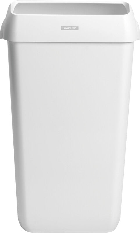 Katrin Abfallcontainer – 25 l – mit Deckel – Kunststoff, weiss – B × H × T 330 × 550 × 230 mm