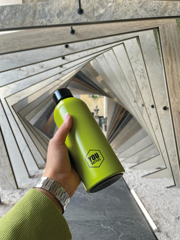 Youbottles Trinkflasche Dual – 5 dl – Edelstahl, isoliert, Schraubverschluss – Monochrome Grün
