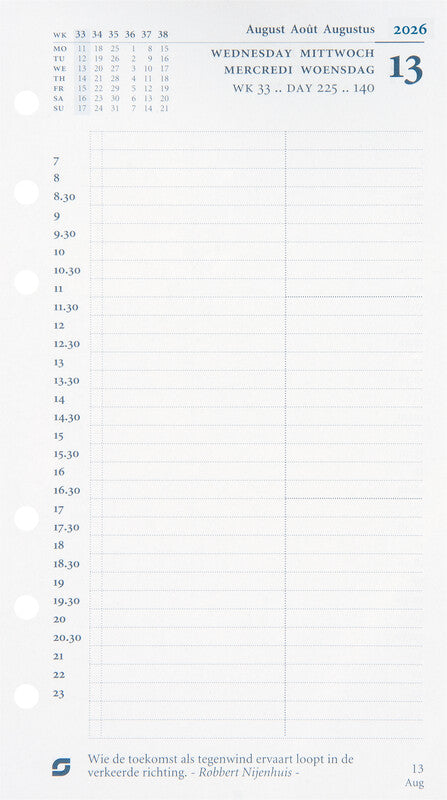 Succes Kalender-Einlage – 1 Tag/Seite, 6-fach, 9,5 × 17,1 cm, 2026