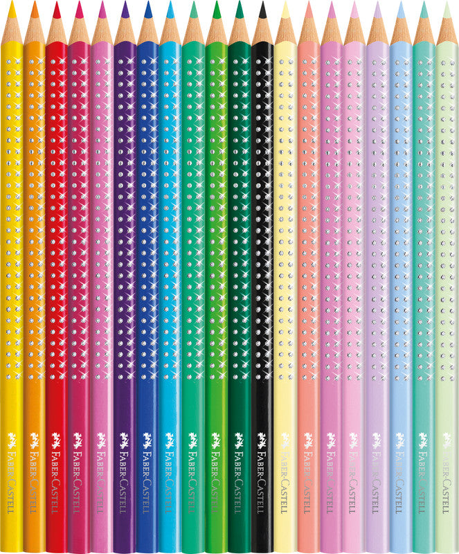Faber-Castell Aquarellfarbstifte Grip Sparkle – 20 Farben, Ø 3 mm, dreikantig, FSC