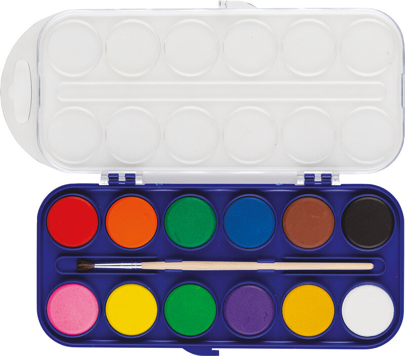 Centrum Gouache Malkasten – Mehrfarbig – 12 Farben – mit Pinsel