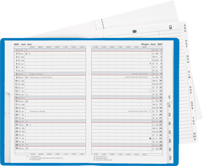 Biella Istanbul Agenda – 1 Monat/2 Seiten, geheftet, 10,6 × 15,3 cm, 15 Monate Okt–Dez, 2027, Blau, PEFC
