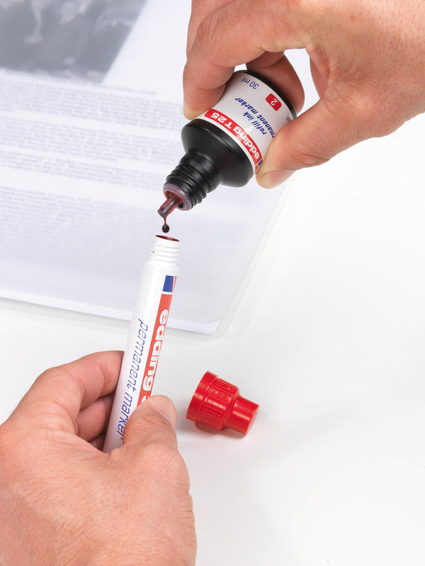 Edding Nachfüllfarbe für Edding Permanent Marker – rot, wasserfest, lichtbeständig, geruchsarm, 30 ml