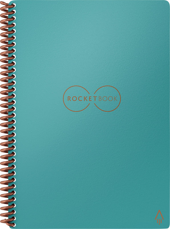 Rocketbook Core Smart Spiralbuch, Spiralbindung, Hardcover, 36 Seiten, 90 g/m² – türkis, für ROCKETBOOK App